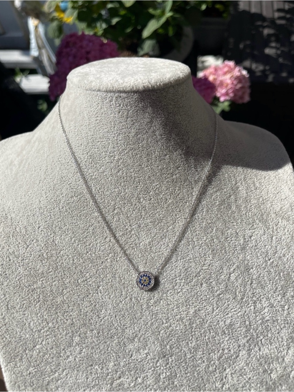 Silver Necklace with Blue evil eye pendant
